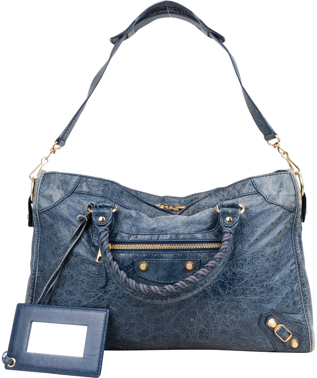 Balenciaga Balenciaga Blue Leather City Handbag Blauw
