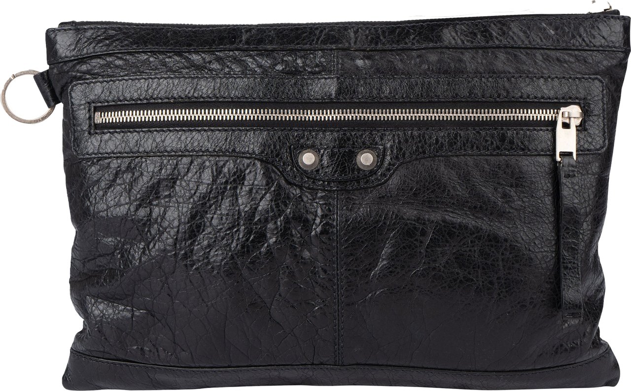 Balenciaga Balenciaga Black Leather City Clutch Zwart