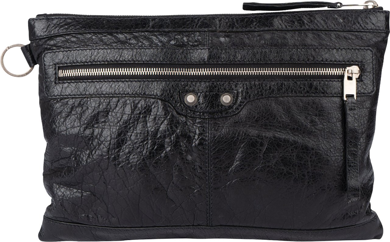 Balenciaga Black Leather City Clutch Zwart