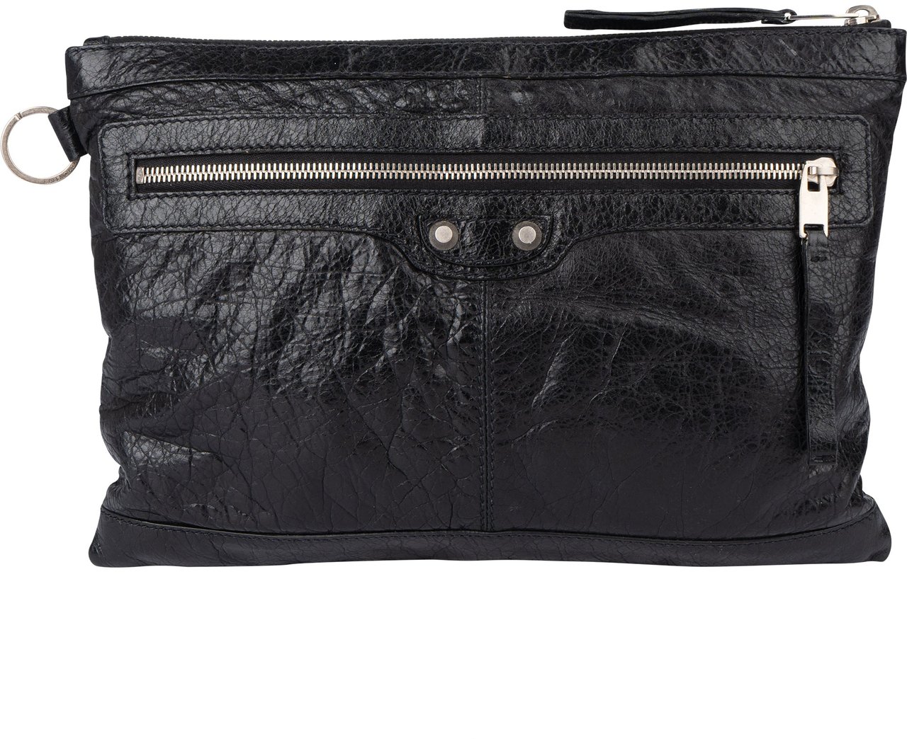 Balenciaga Balenciaga Black Leather City Clutch Zwart