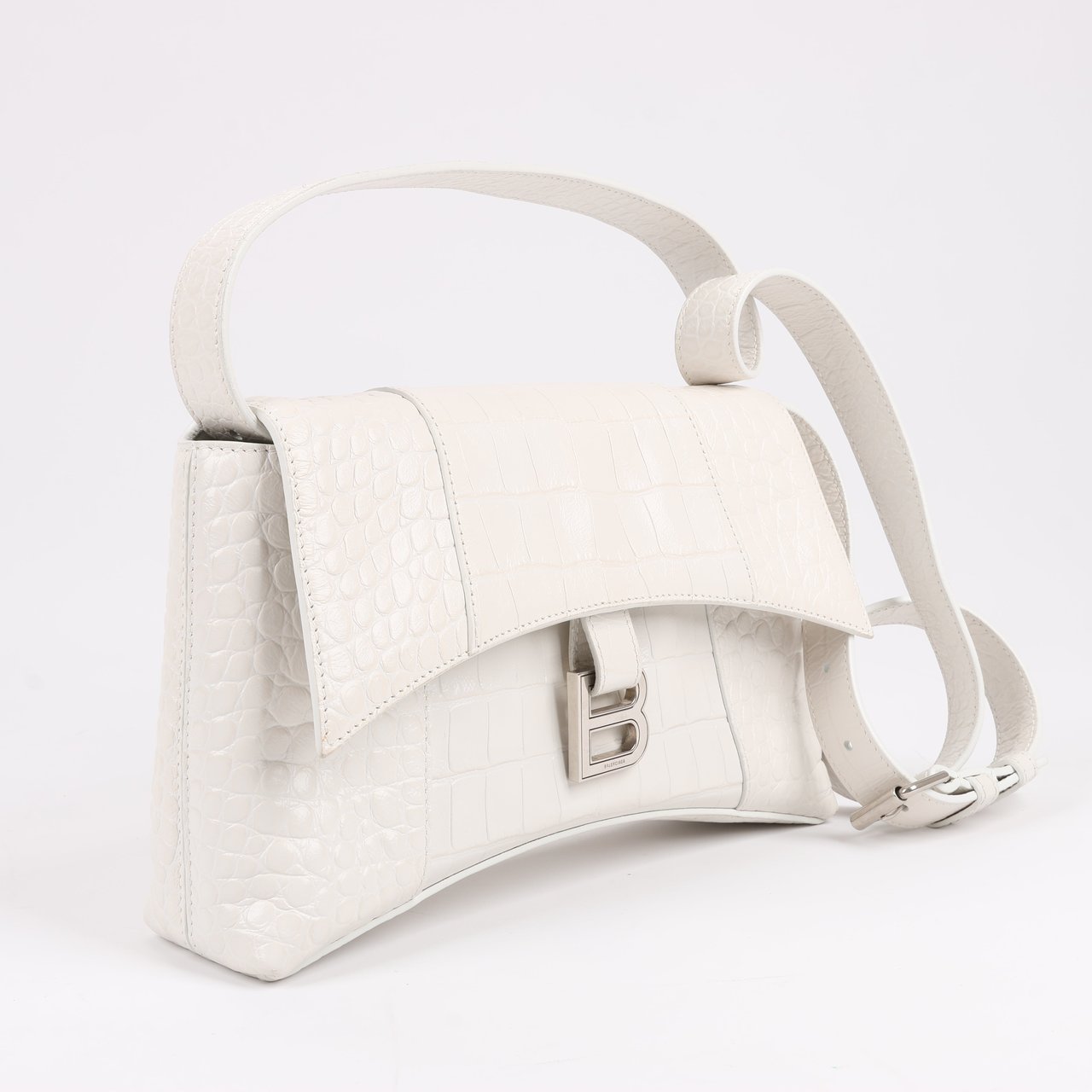 Balenciaga Balenciaga Hourglass Mock Croc Shoulder bag in White 671355 Wit