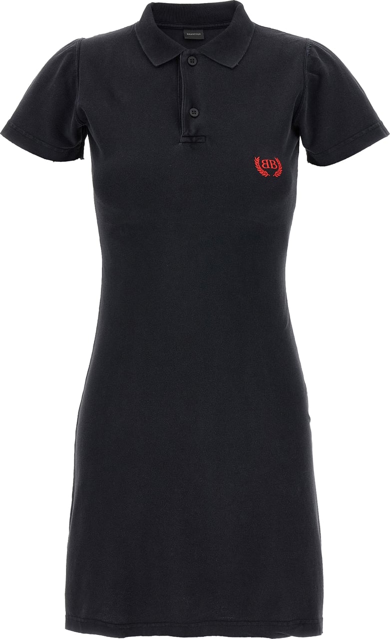Balenciaga Black Cotton Short Dress Zwart