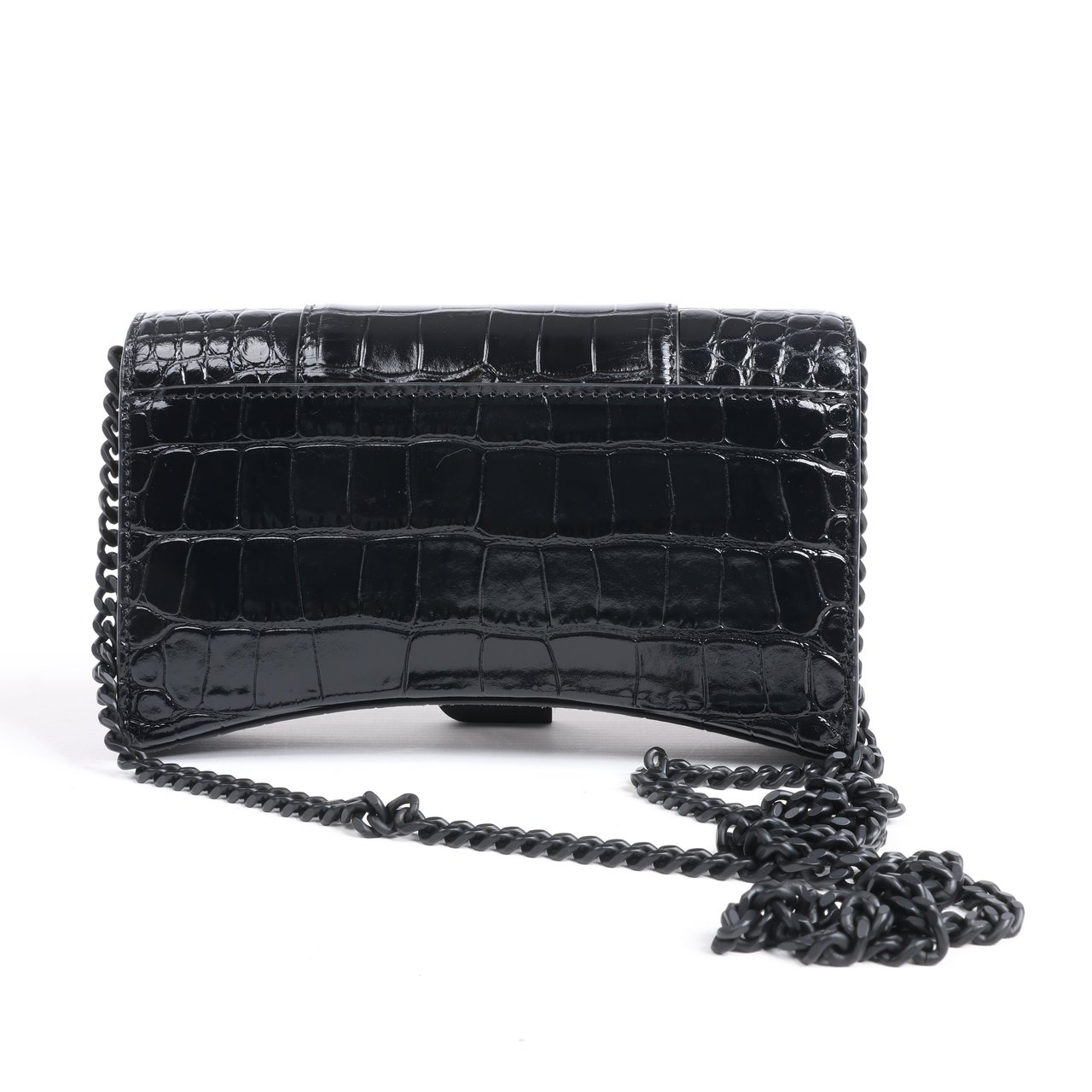 Balenciaga Balenciaga Hourglass Mock Croc Shoulder bag in Black Zwart