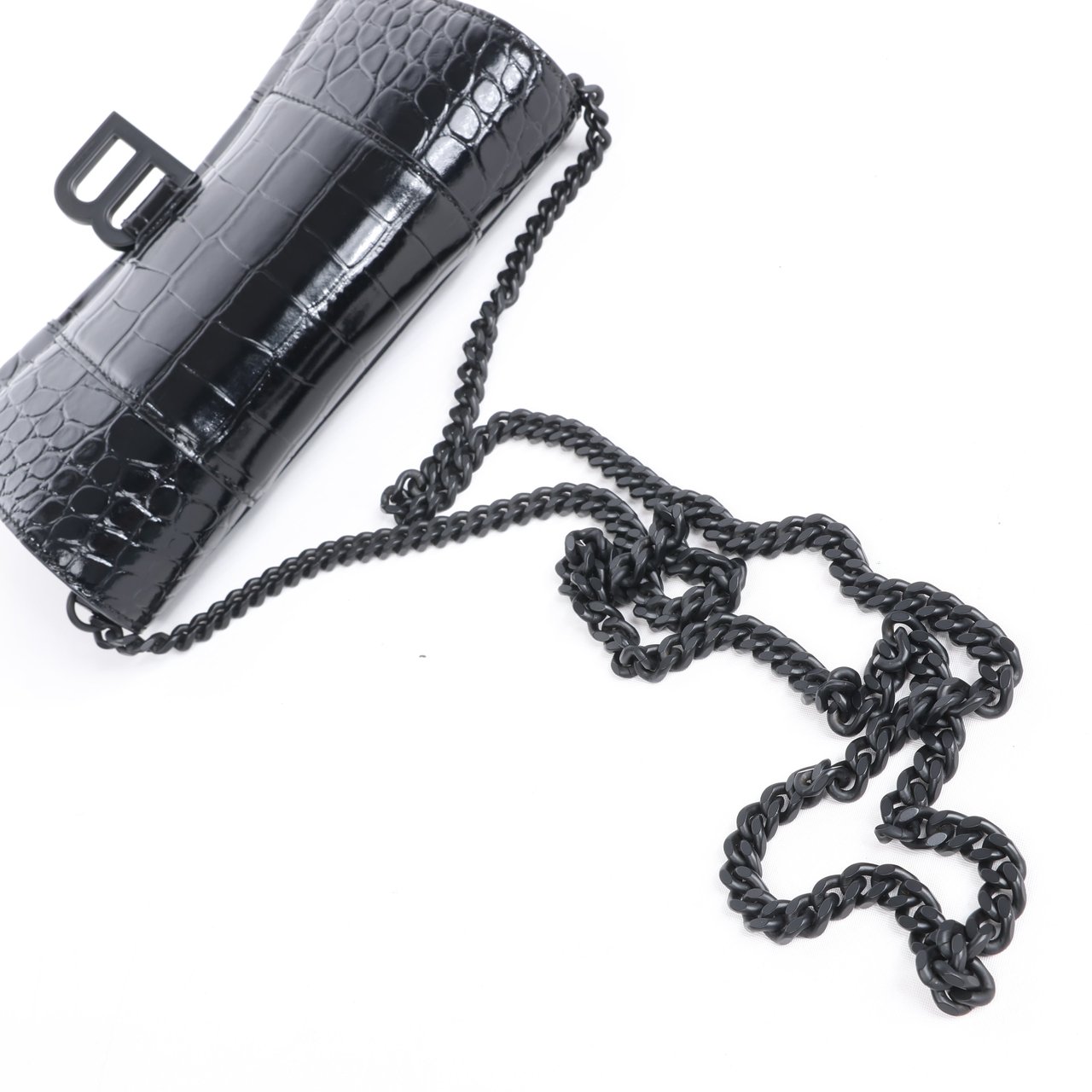 Balenciaga Balenciaga Hourglass Mock Croc Shoulder bag in Black Zwart