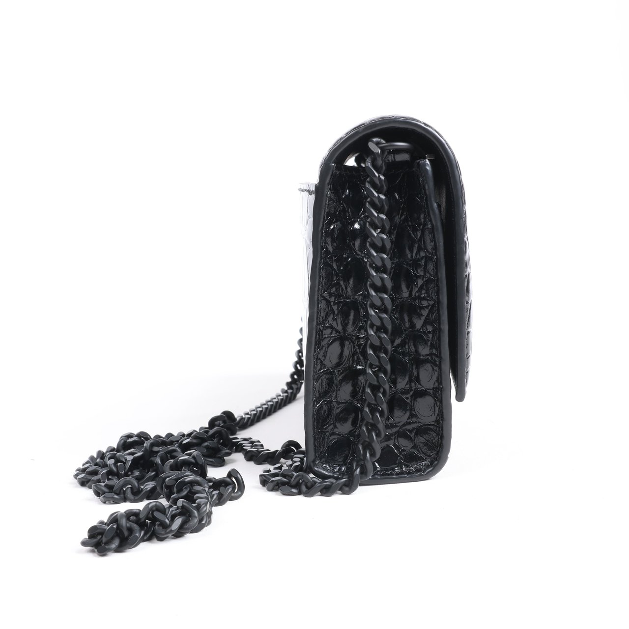 Balenciaga Balenciaga Hourglass Mock Croc Shoulder bag in Black Zwart