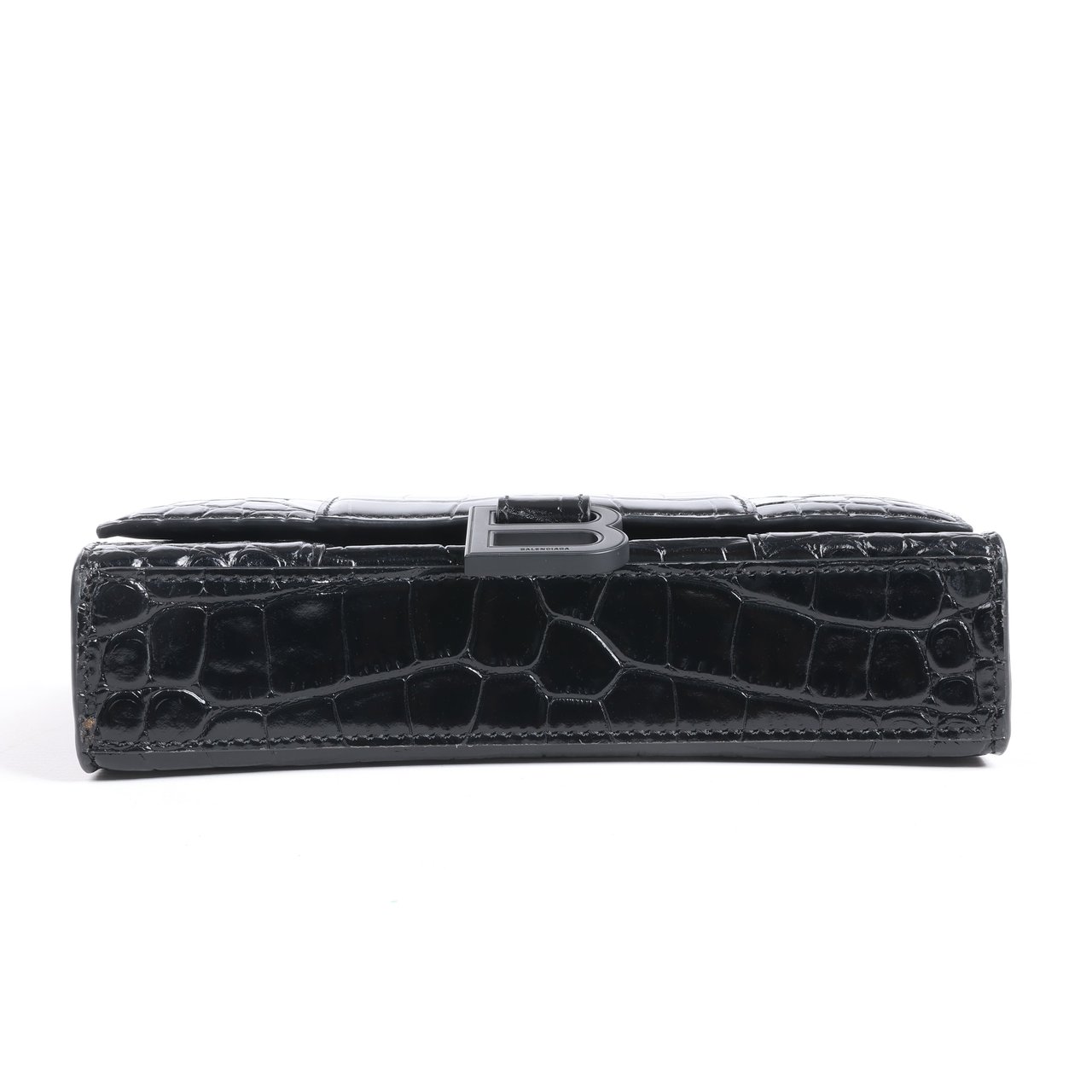 Balenciaga Balenciaga Hourglass Mock Croc Shoulder bag in Black Zwart