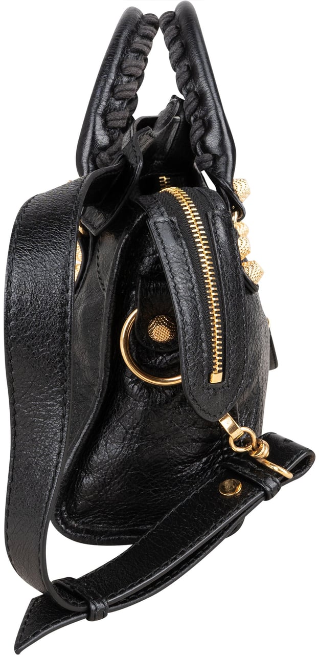 Balenciaga Balenciaga Black Leather Mini City Handbag Zwart