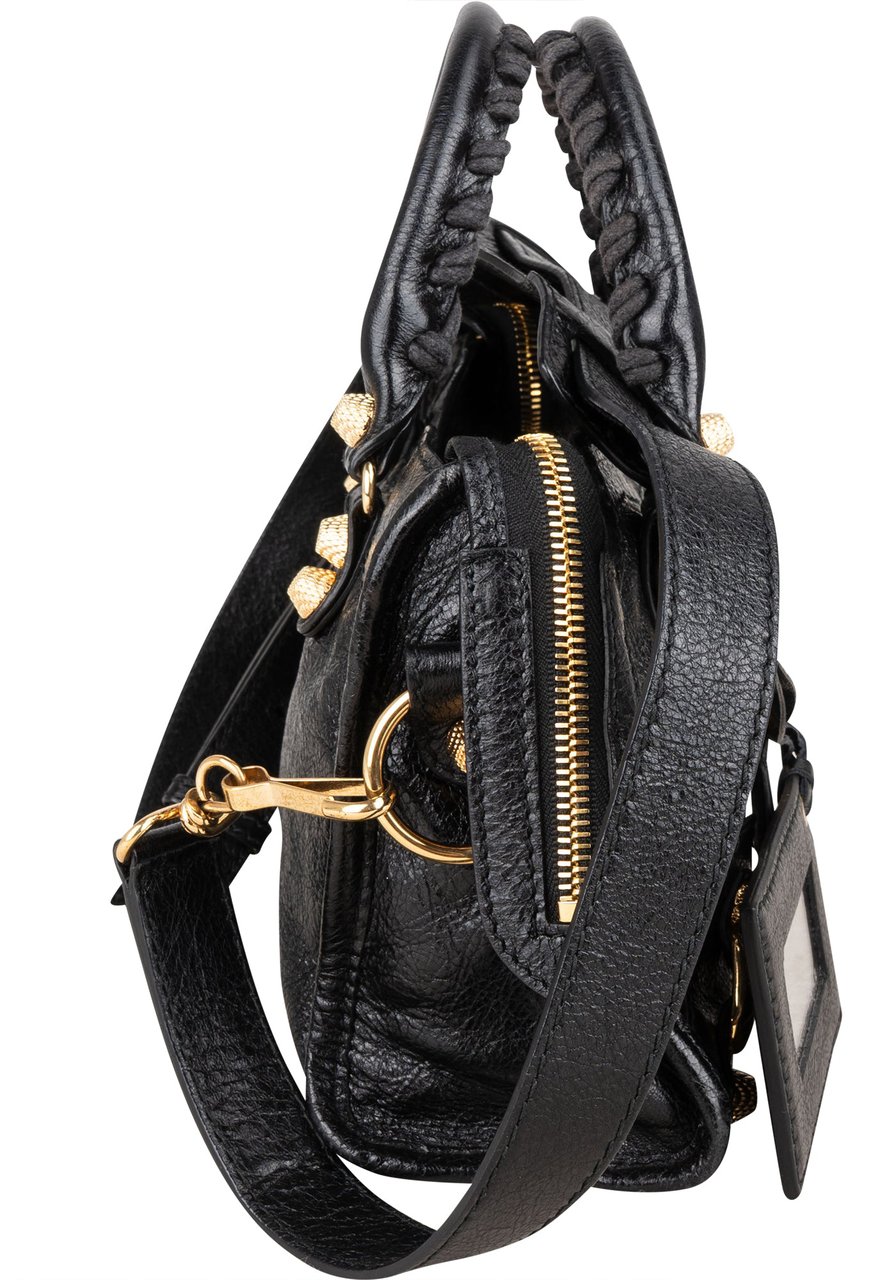 Balenciaga Balenciaga Black Leather Mini City Handbag Zwart