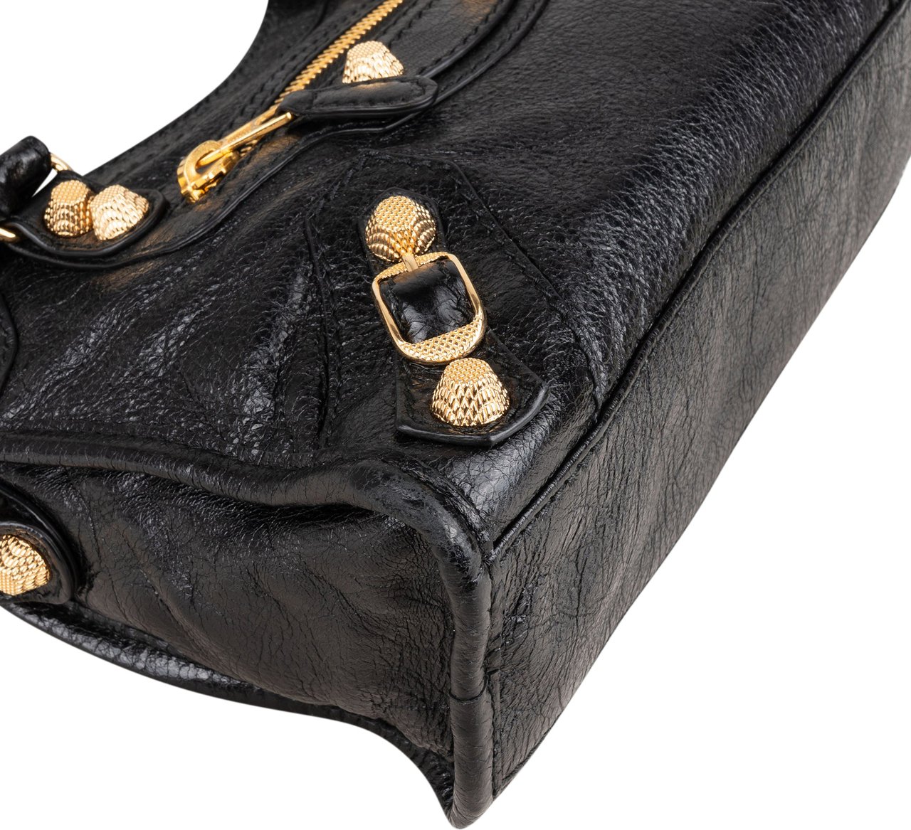 Balenciaga Balenciaga Black Leather Mini City Handbag Zwart