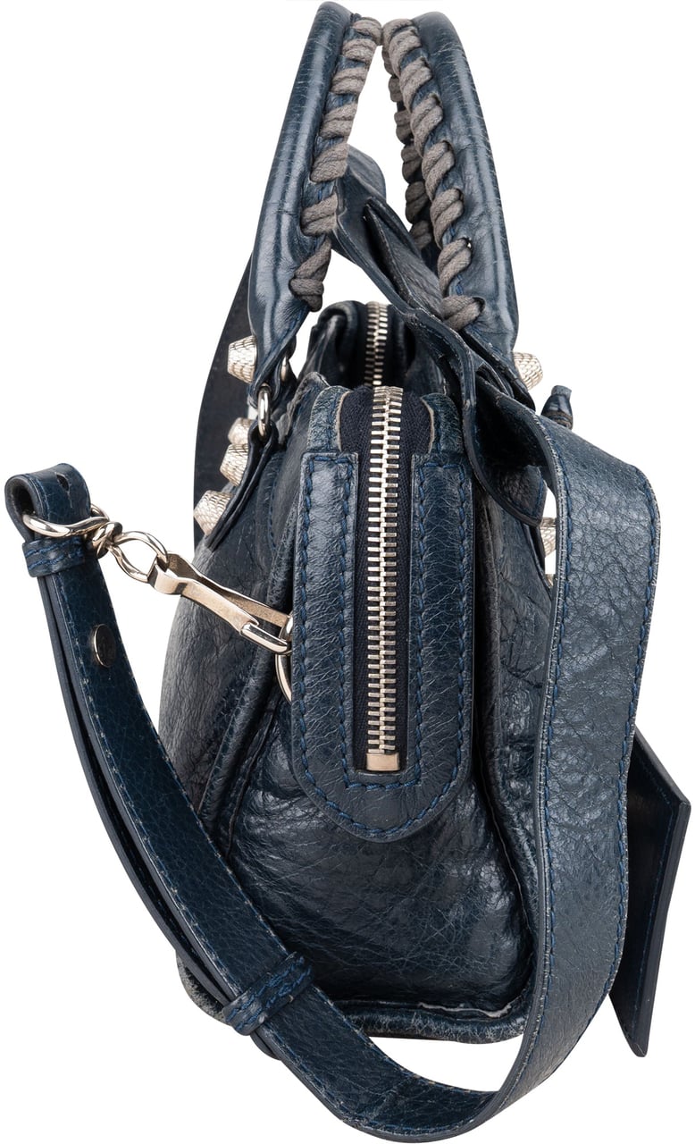 Balenciaga Blue Leather Mini City Handbag Blauw