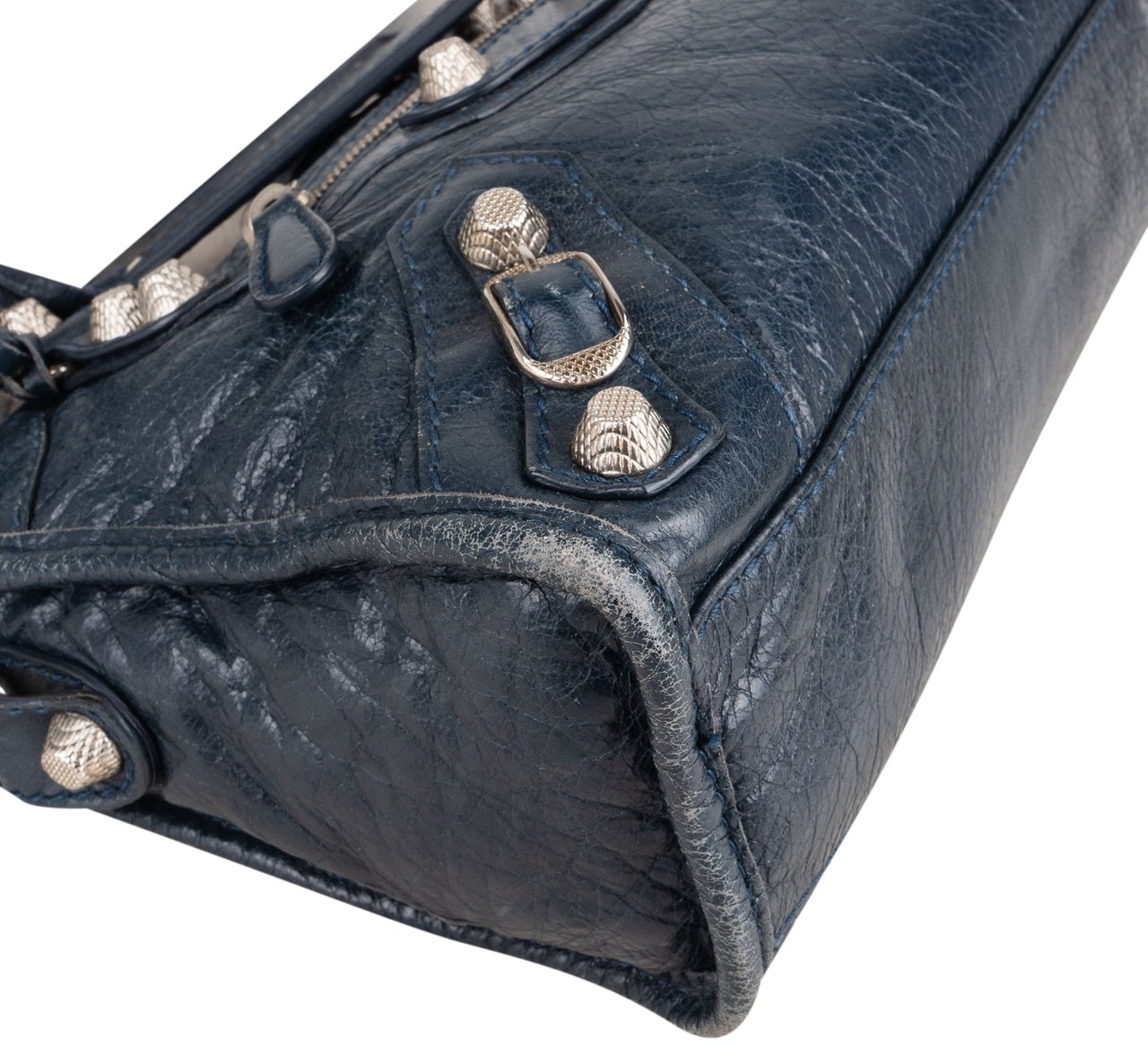 Balenciaga Blue Leather Mini City Handbag Blauw