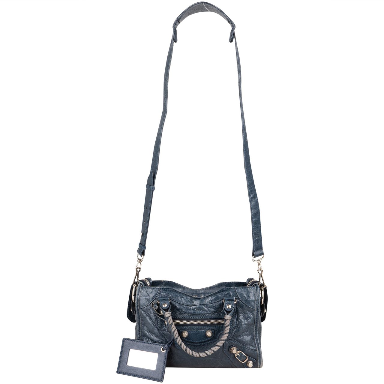 Balenciaga Balenciaga Blue Leather Mini City Handbag Blauw