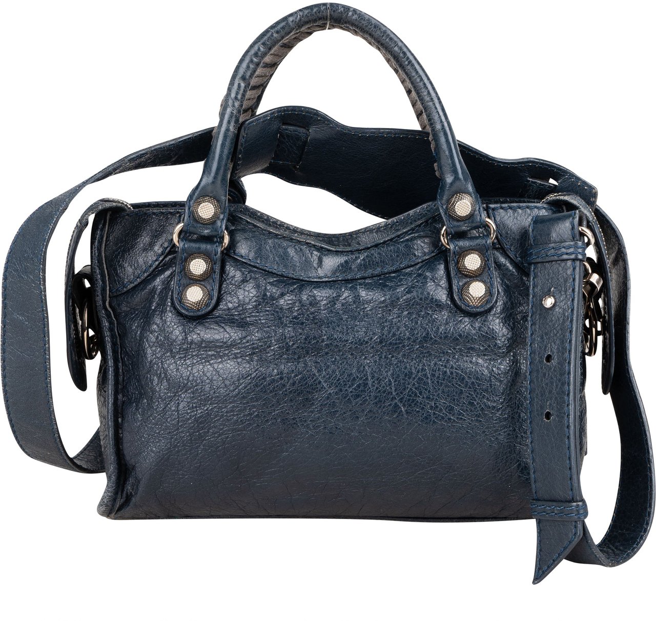 Balenciaga Blue Leather Mini City Handbag Blauw