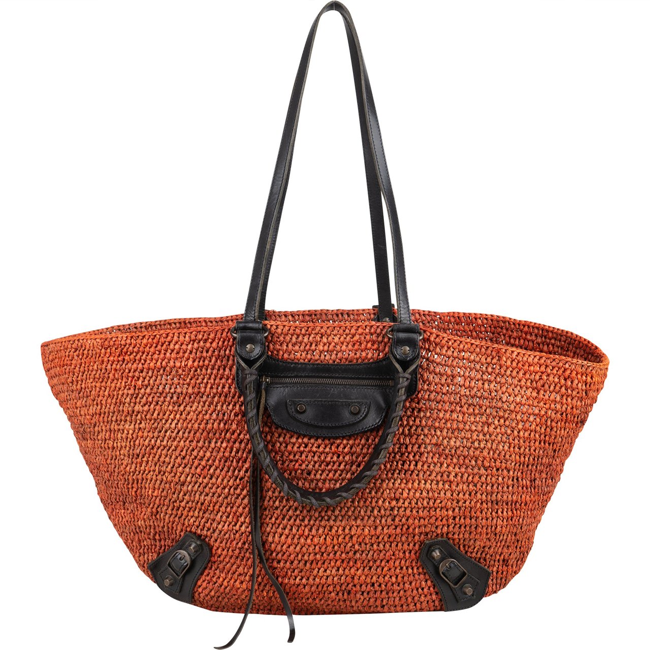 Balenciaga Balenciaga Raffia Ranier City Handbag Rood