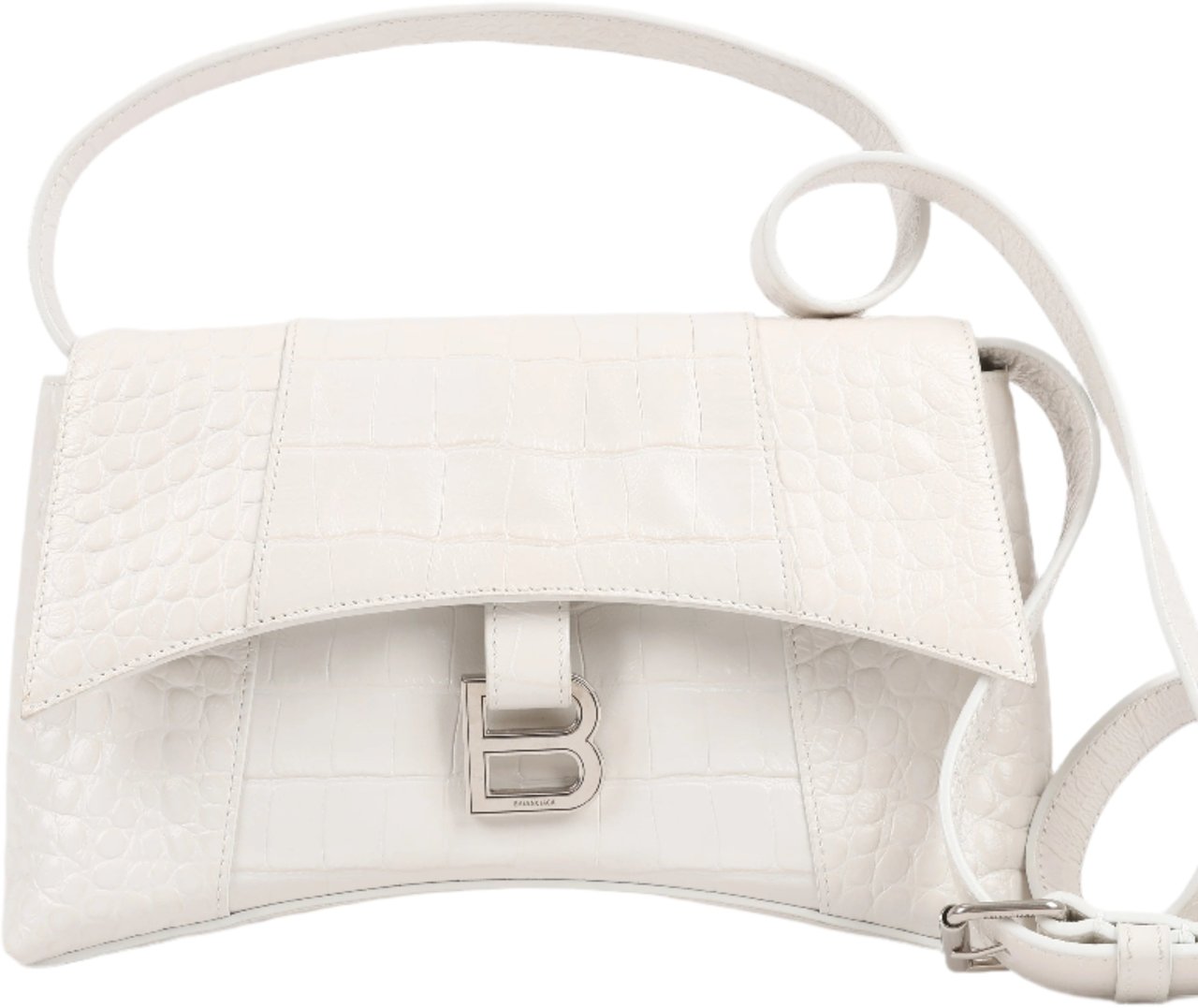 Balenciaga Balenciaga Hourglass Mock Croc Shoulder bag in White 671355 Wit