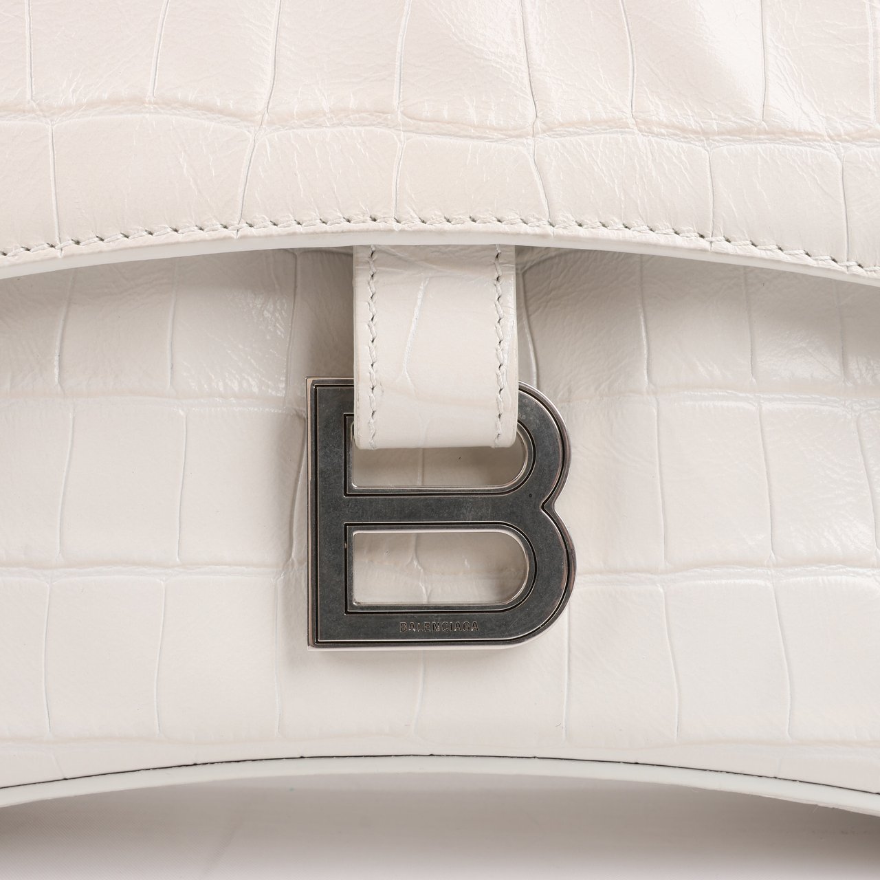 Balenciaga Balenciaga Hourglass Mock Croc Shoulder bag in White 671355 Wit
