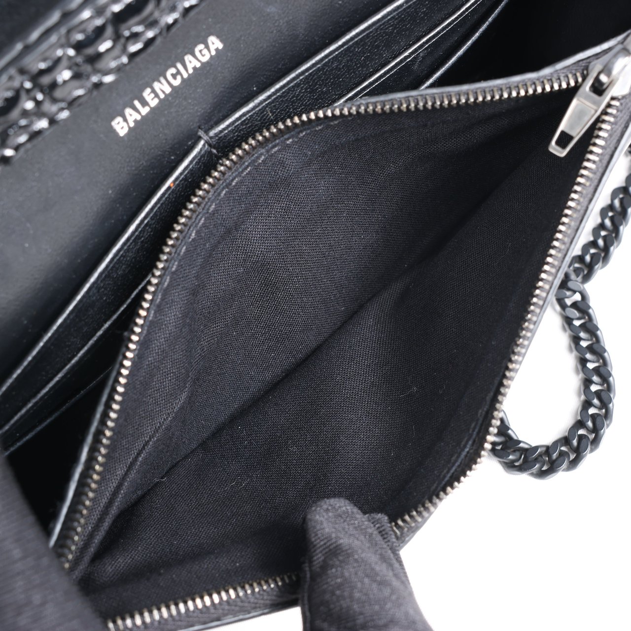 Balenciaga Balenciaga Hourglass Mock Croc Shoulder bag in Black Zwart
