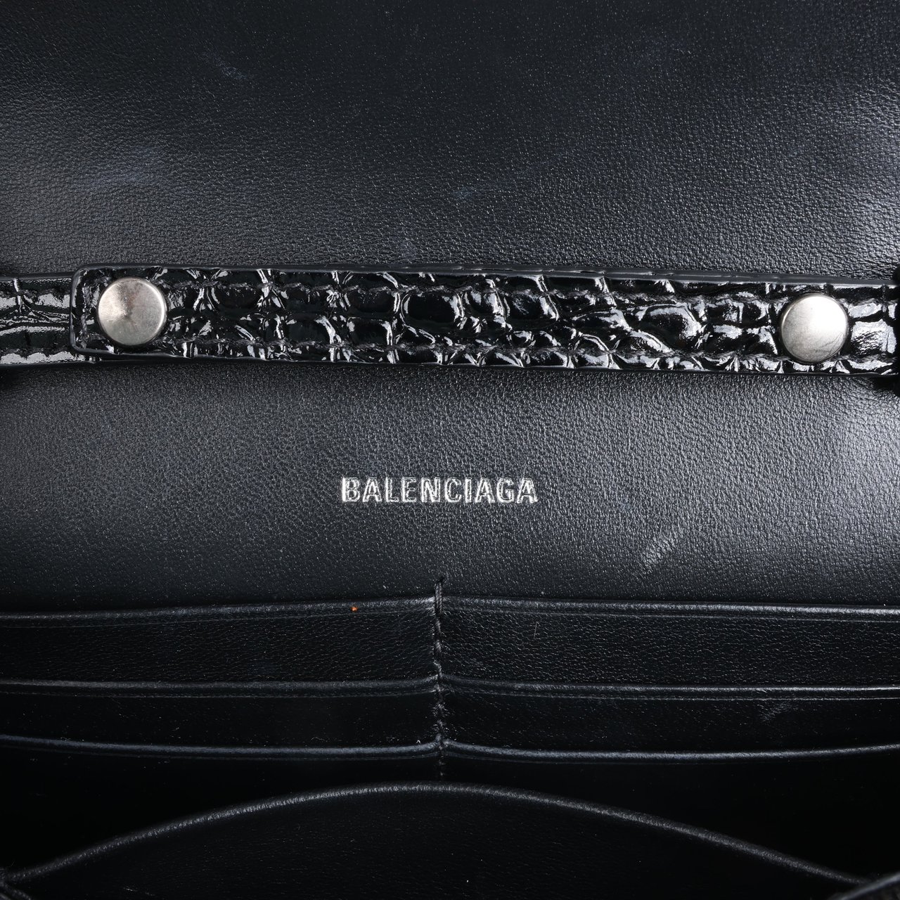 Balenciaga Balenciaga Hourglass Mock Croc Shoulder bag in Black Zwart