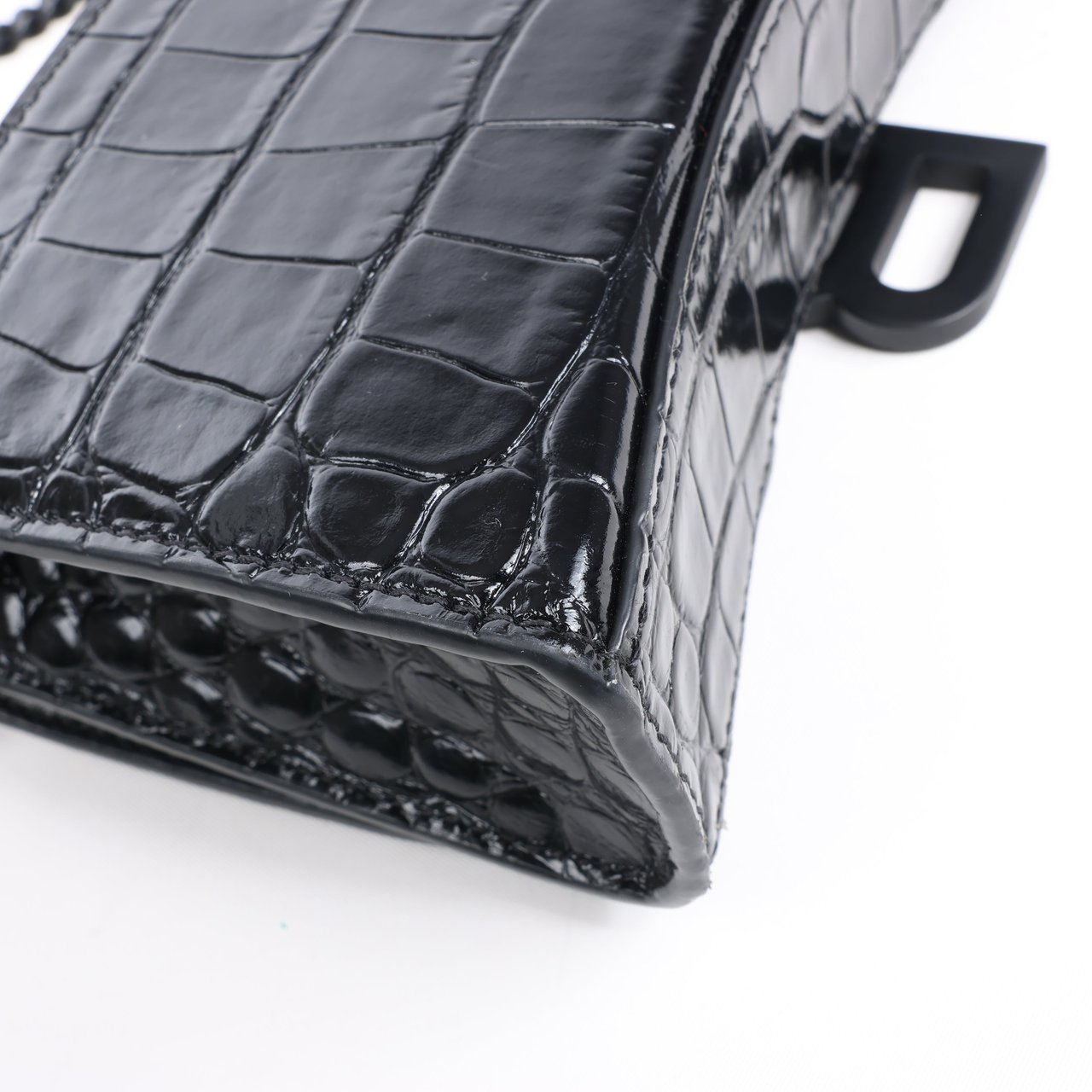 Balenciaga Balenciaga Hourglass Mock Croc Shoulder bag in Black Zwart
