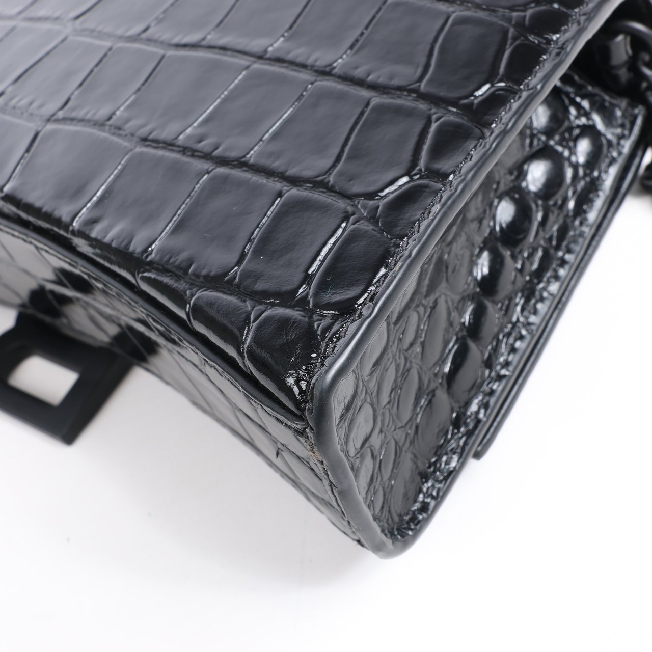 Balenciaga Balenciaga Hourglass Mock Croc Shoulder bag in Black Zwart