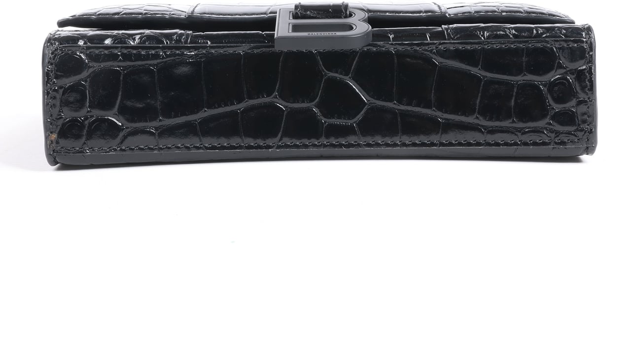 Balenciaga Balenciaga Hourglass Mock Croc Shoulder bag in Black Zwart