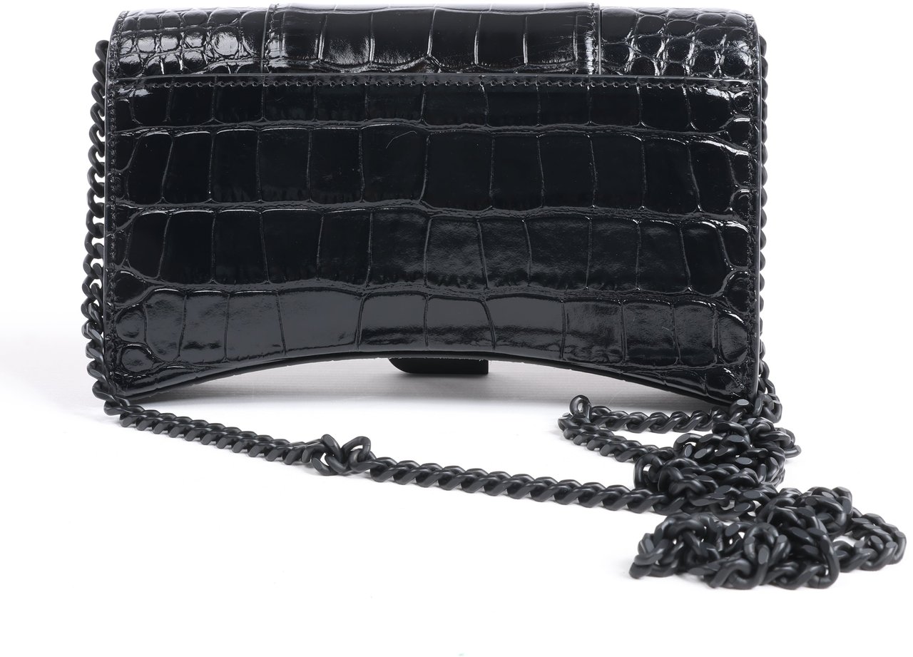 Balenciaga Balenciaga Hourglass Mock Croc Shoulder bag in Black Zwart