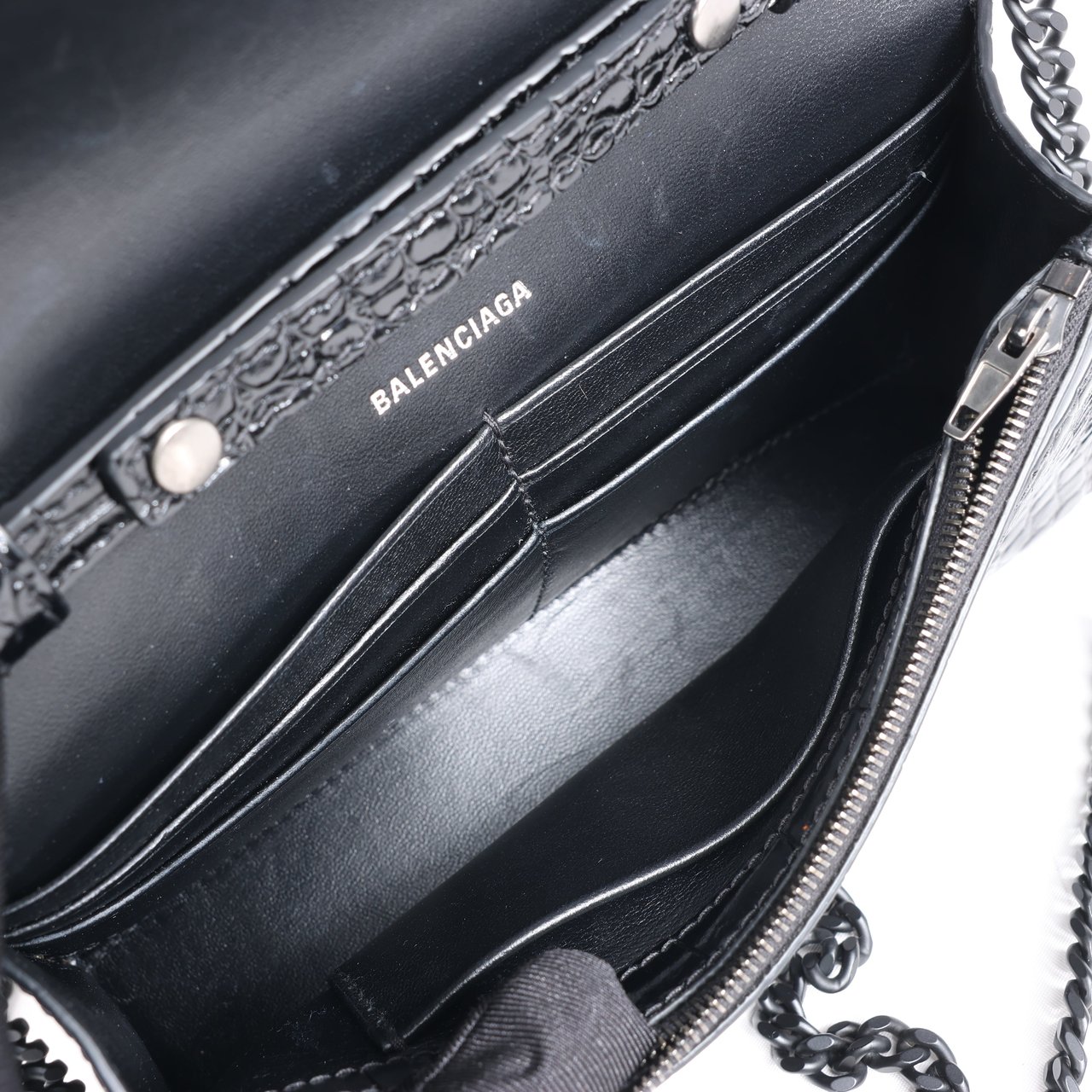 Balenciaga Balenciaga Hourglass Mock Croc Shoulder bag in Black Zwart