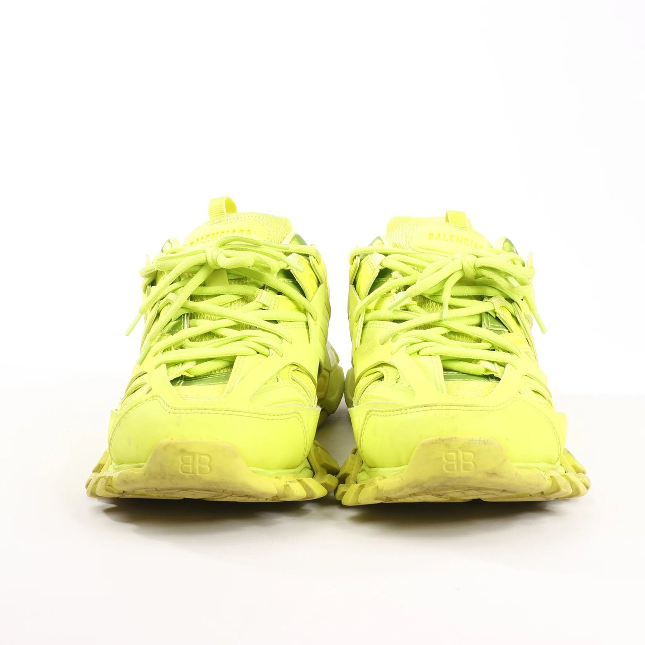 Balenciaga Balenciaga Track Cloth x Leather Sneakers in Neon Yellow 542023, Size 43 EU Geel