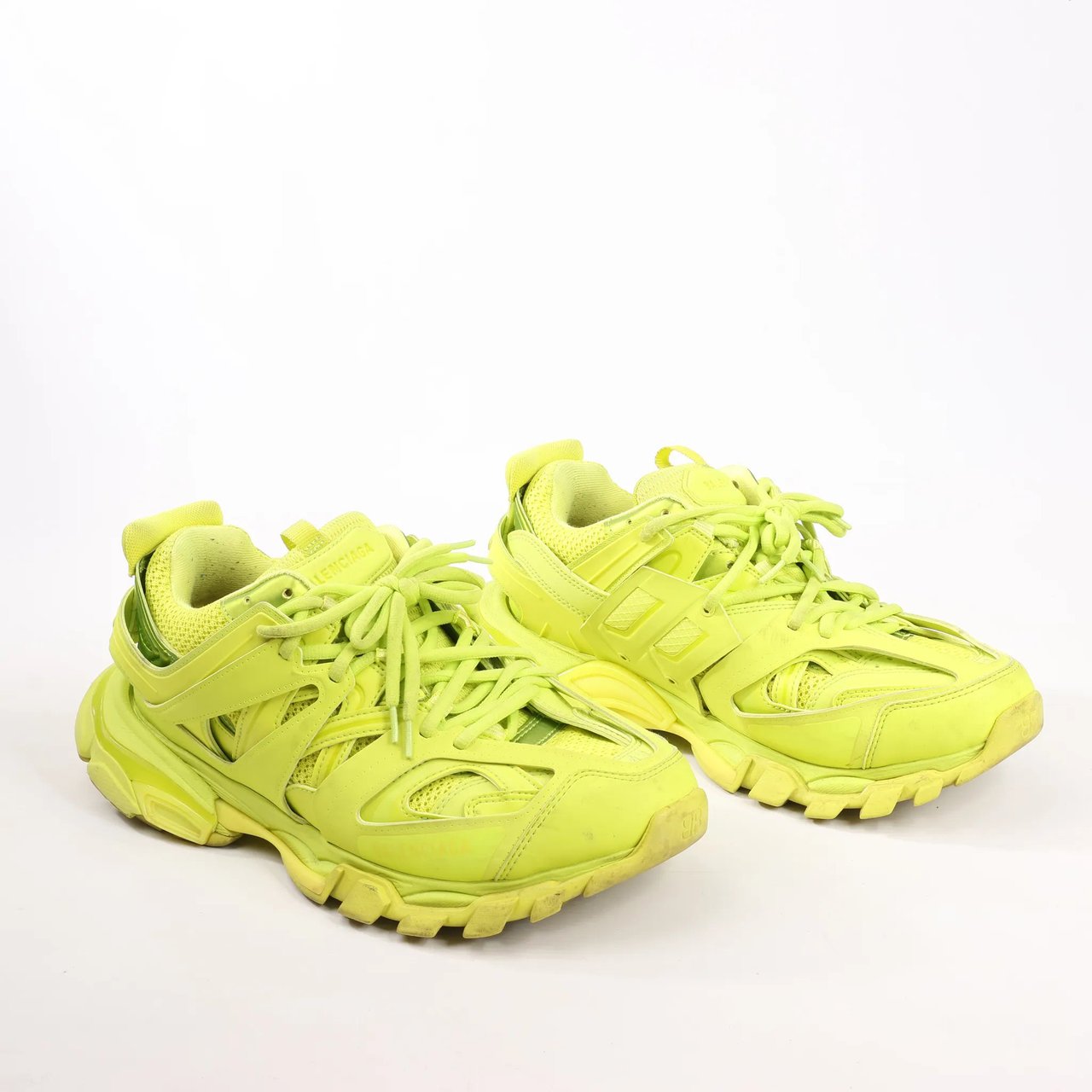 Balenciaga Balenciaga Track Cloth x Leather Sneakers in Neon Yellow 542023, Size 43 EU Geel
