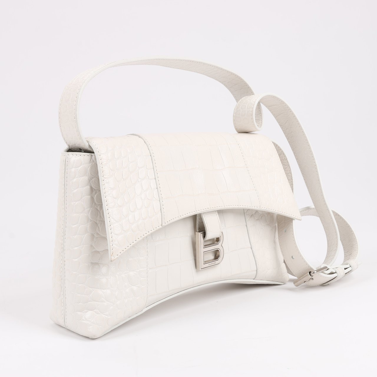 Balenciaga Balenciaga Hourglass Mock Croc Shoulder bag in White 671355 Wit