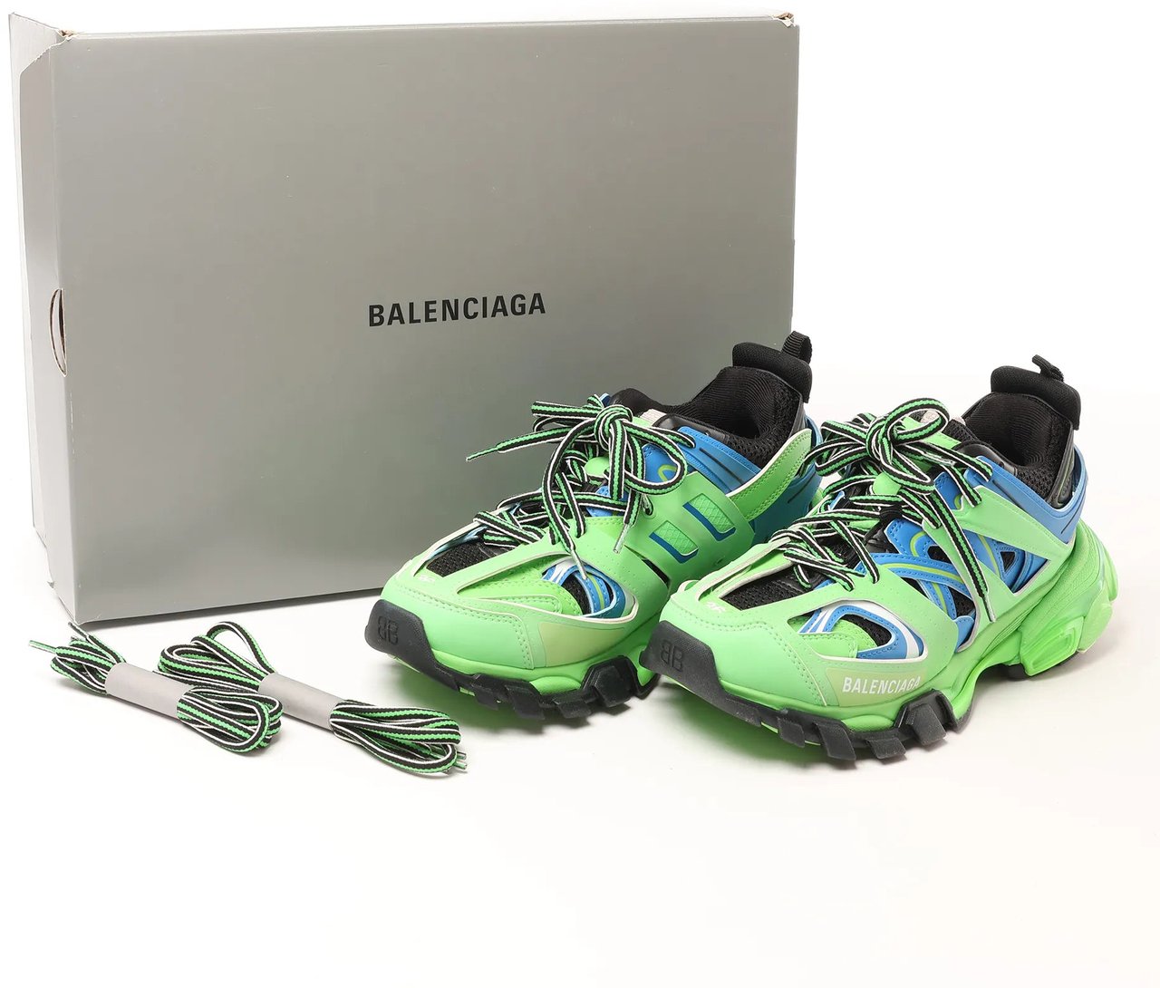 Balenciaga Balenciaga Track Panel Style Mesh and Nylon Sneakers in Green x Black, Size 36 EU Groen