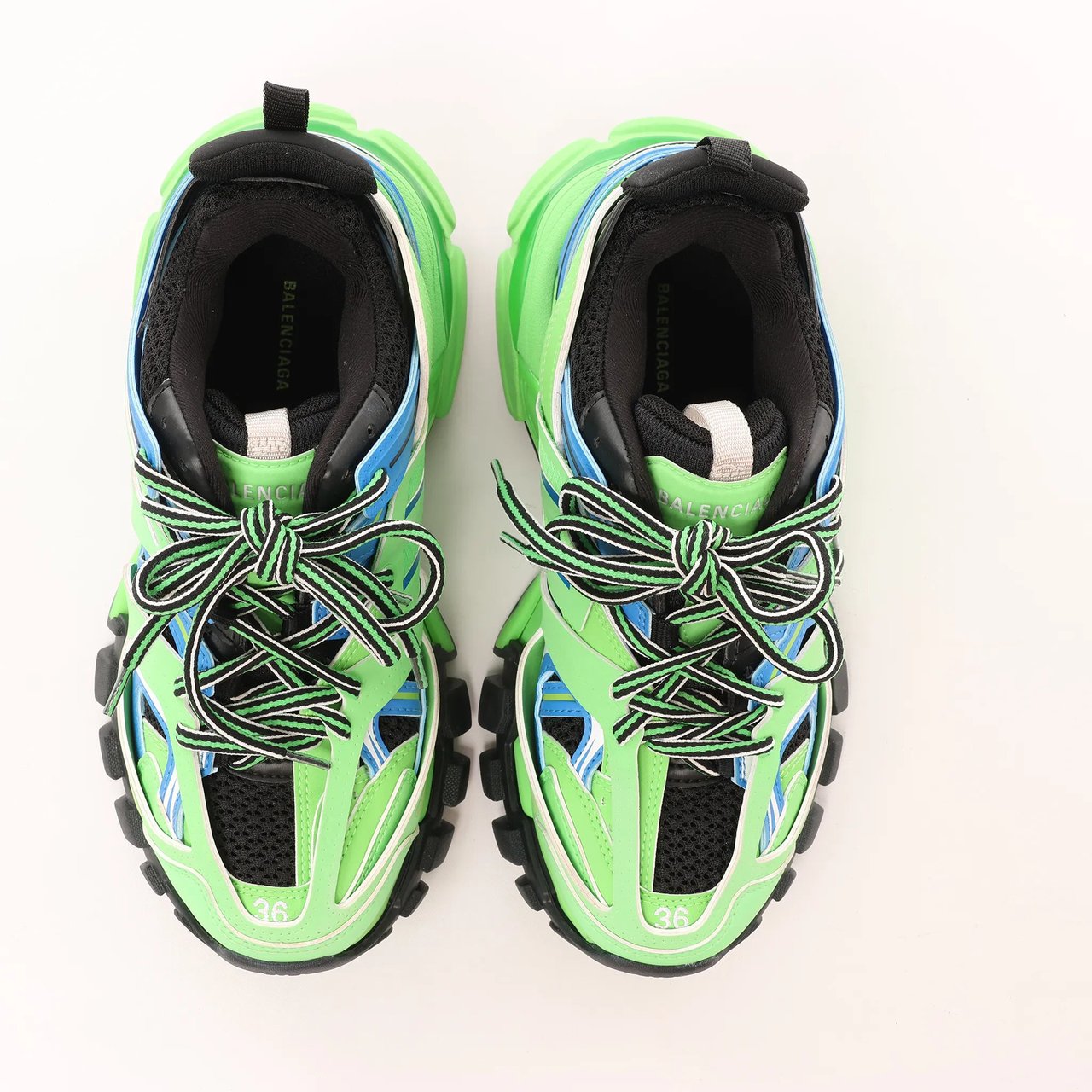 Balenciaga Balenciaga Track Panel Style Mesh and Nylon Sneakers in Green x Black, Size 36 EU Groen