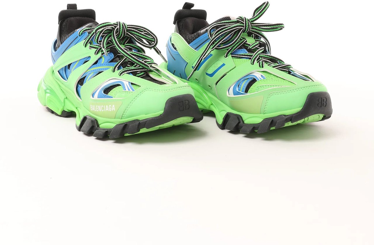 Balenciaga Track Panel Style Mesh and Nylon Sneakers in Green x Black, Size 36 EU Groen