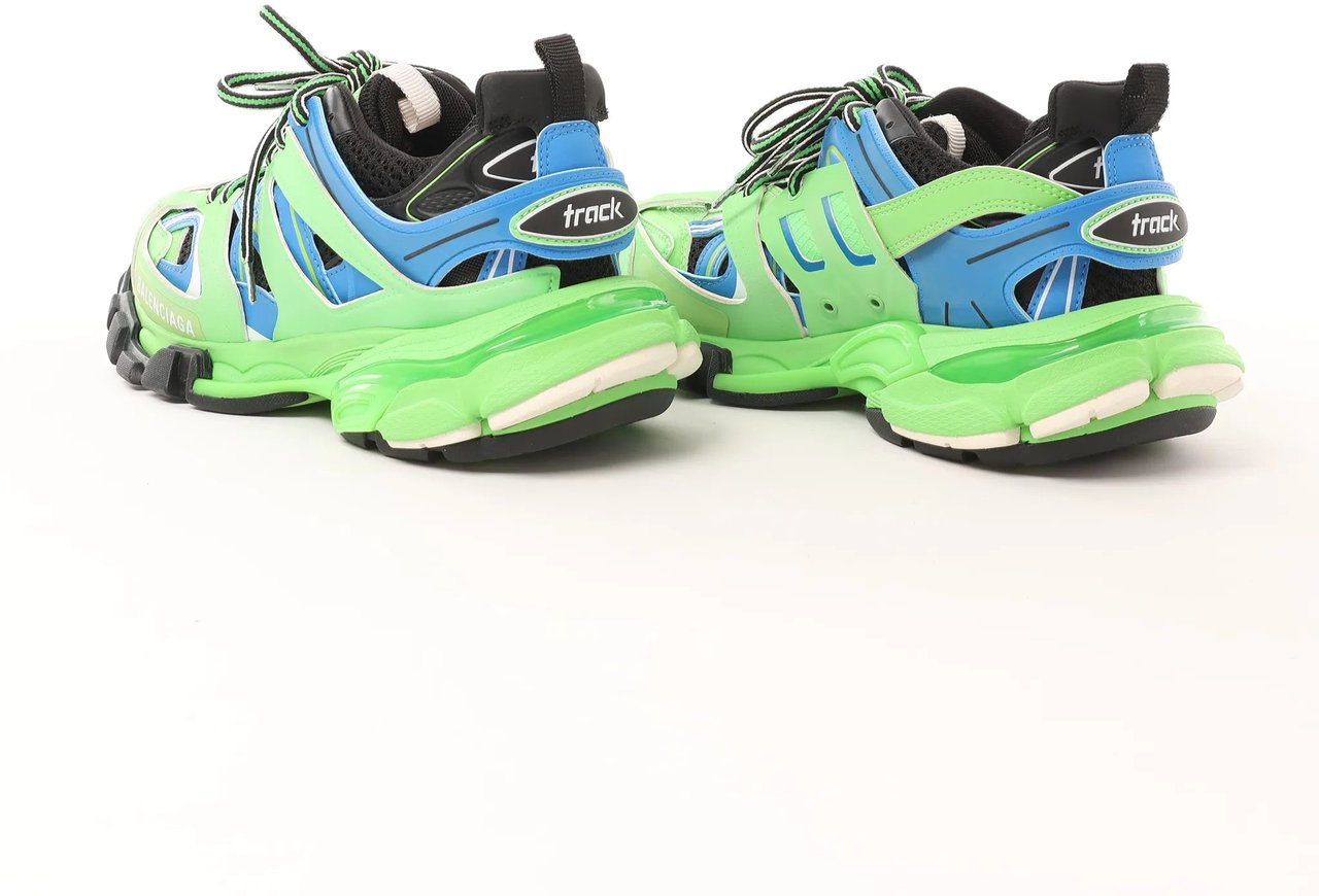 Balenciaga Track Panel Style Mesh and Nylon Sneakers in Green x Black, Size 36 EU Groen