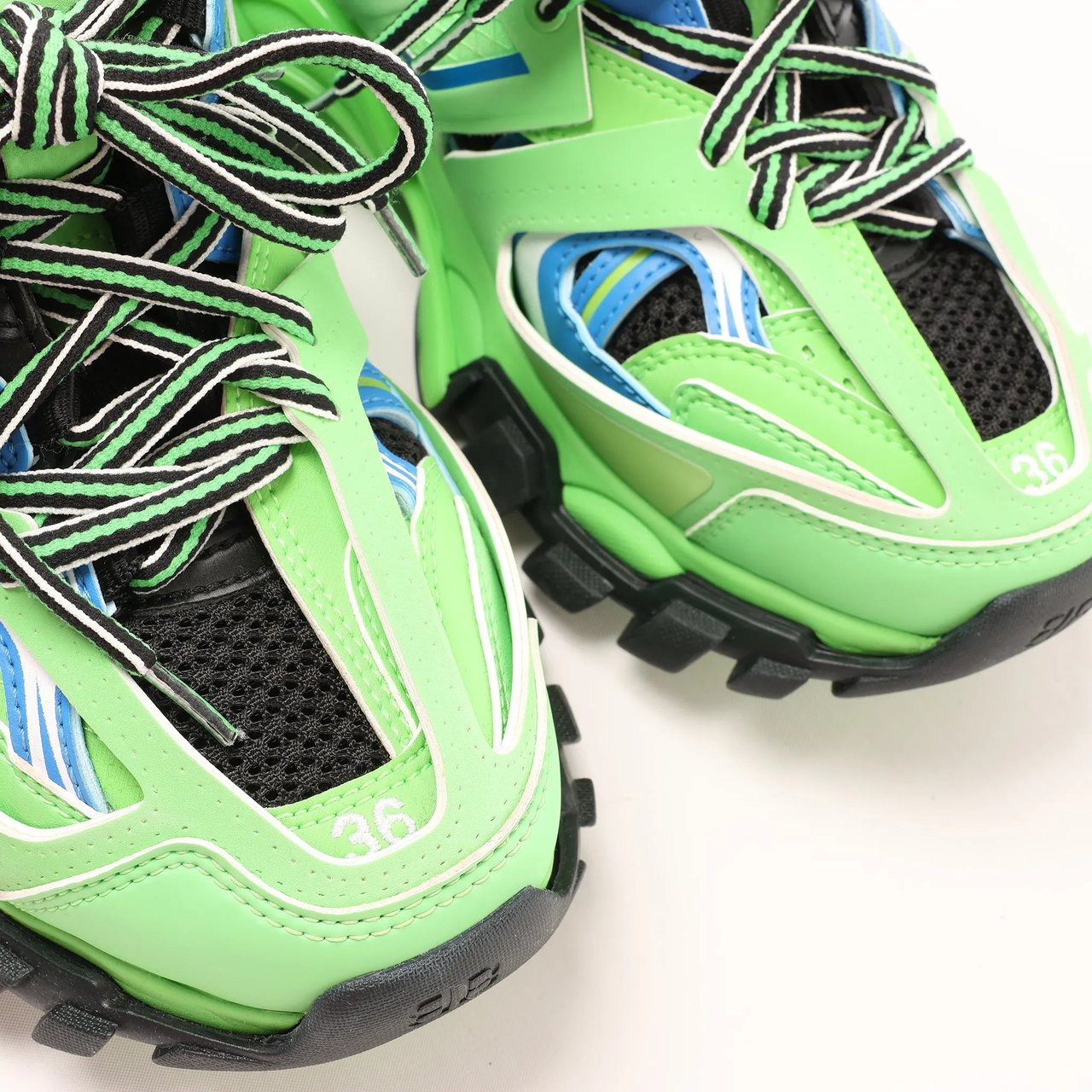 Balenciaga Track Panel Style Mesh and Nylon Sneakers in Green x Black, Size 36 EU Groen