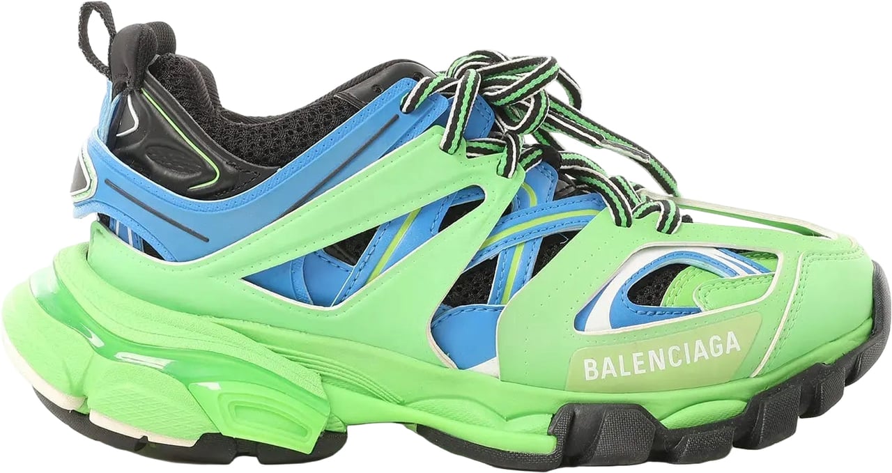 Balenciaga Track Panel Style Mesh and Nylon Sneakers in Green x Black, Size 36 EU Groen