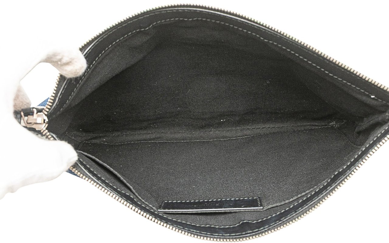 Balenciaga Denim Navy Clip M Clutch Blauw