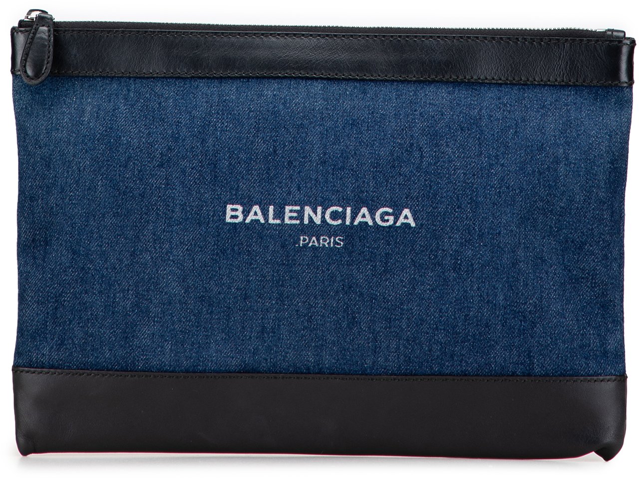 Balenciaga Denim Navy Clip M Clutch Blauw