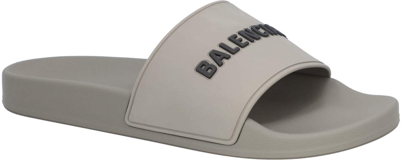 Balenciaga 3D Logo Rubber Pool Slide Sandal Grijs