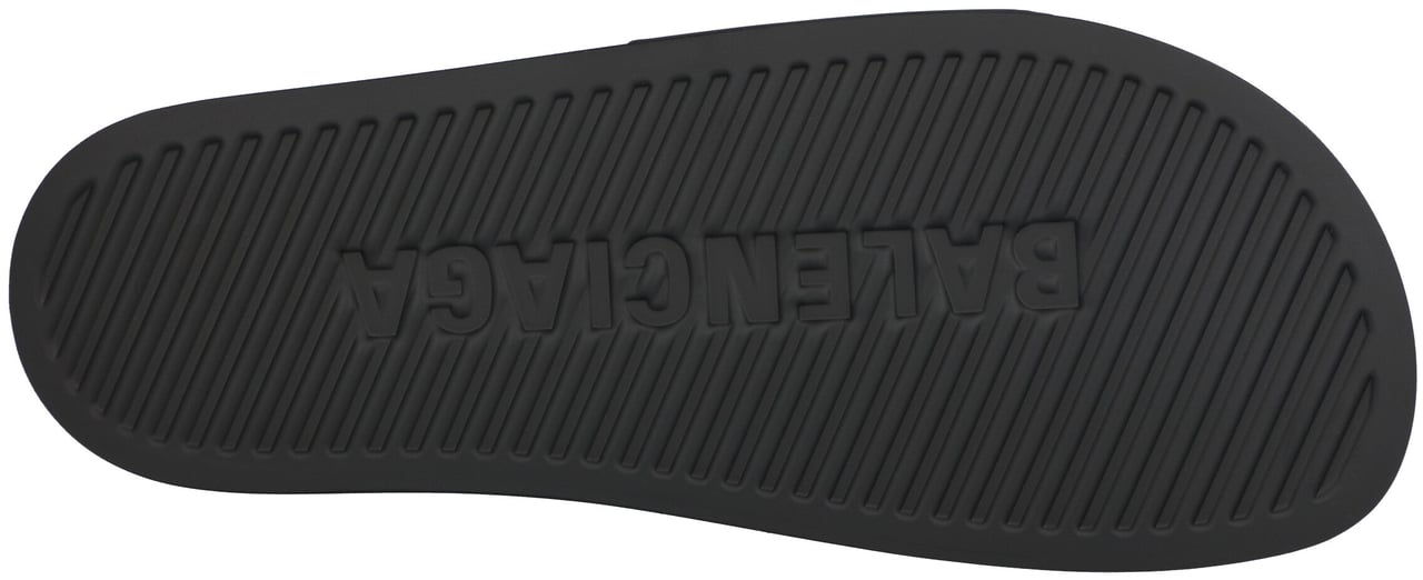 Balenciaga Logo Band Rubber Slide Black Zwart