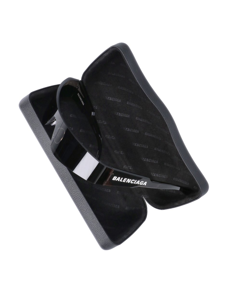 Balenciaga Wraparound Black Sunglasses with Continuous Lens Design Zwart
