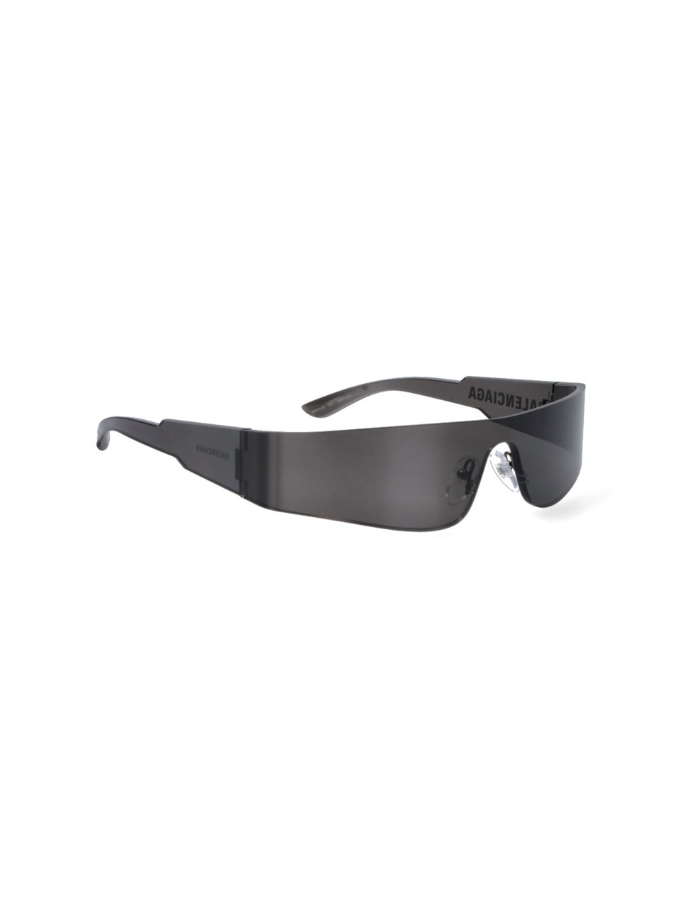 Balenciaga Wraparound Black Sunglasses with Continuous Lens Design Zwart