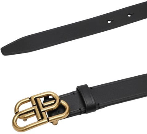 Balenciaga Cintura nera Logo oro Zwart