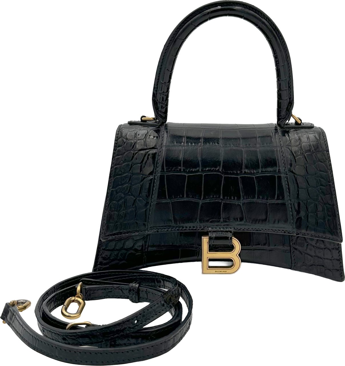 Balenciaga Balenciaga Hourglass - Black Kroko Zwart