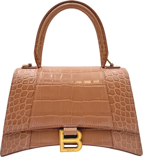 Balenciaga Hourglass - Nude Croc Beige