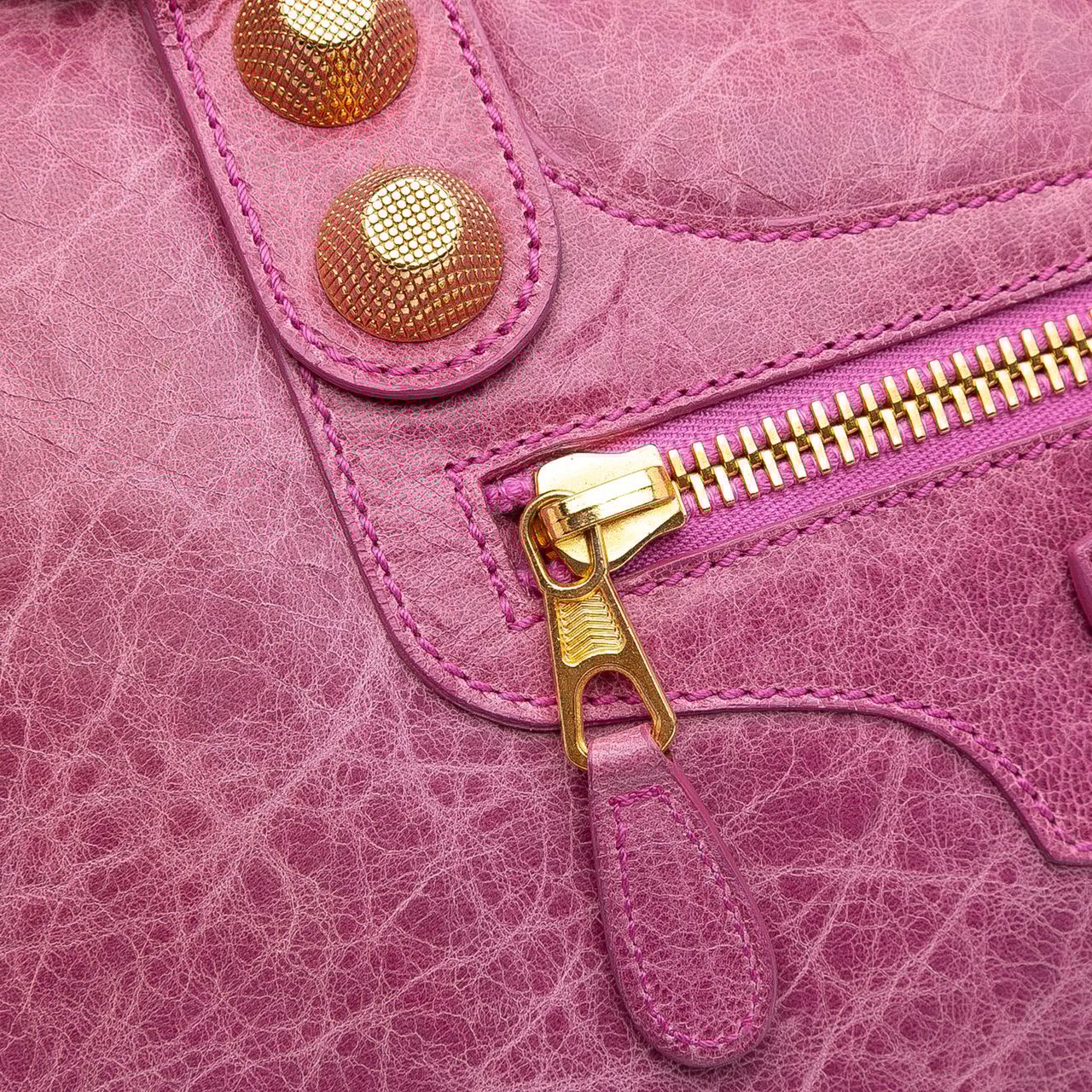 Balenciaga Lambskin Motocross Giant 21 Work Satchel Roze