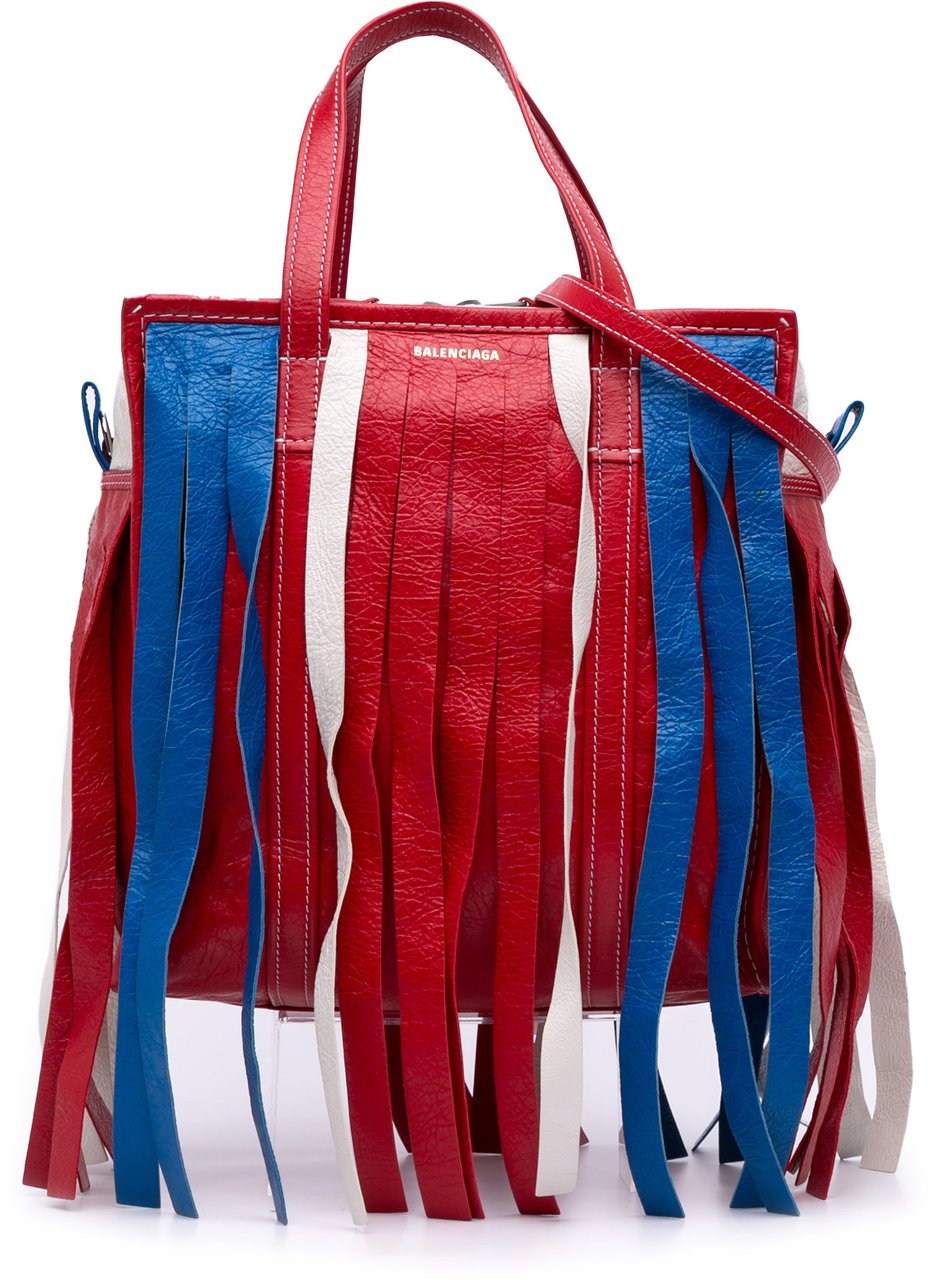 Balenciaga S Lambskin Fringe Bazar Shopper Satchel Rood