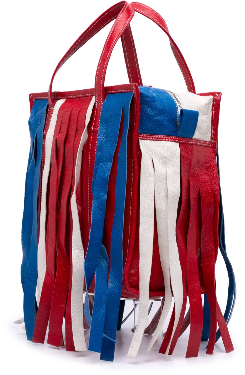 Balenciaga S Lambskin Fringe Bazar Shopper Satchel Rood