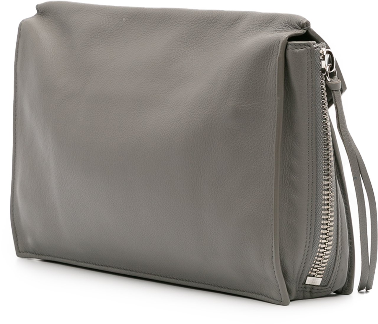 Balenciaga Leather Papier Sight Zip Around Clutch Grijs