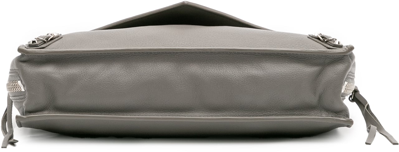Balenciaga Leather Papier Sight Zip Around Clutch Grijs